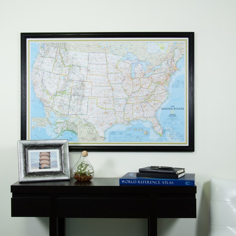 Craig Frames Wayfarer, Classic United States Push Pin Travel Map,
