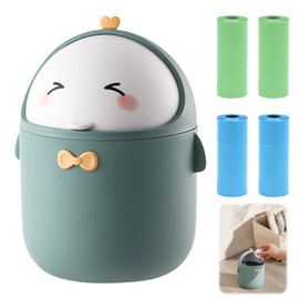 Table Rubbish Bin, Mini Table Bin with Lid: Mini Rubbish Bin, Office Table Rubbish Bin, Small Table Waste Bin, Portable Waste Bin, Rubbish Bin for Desk, with 4 Rolls of Rubbish Bags