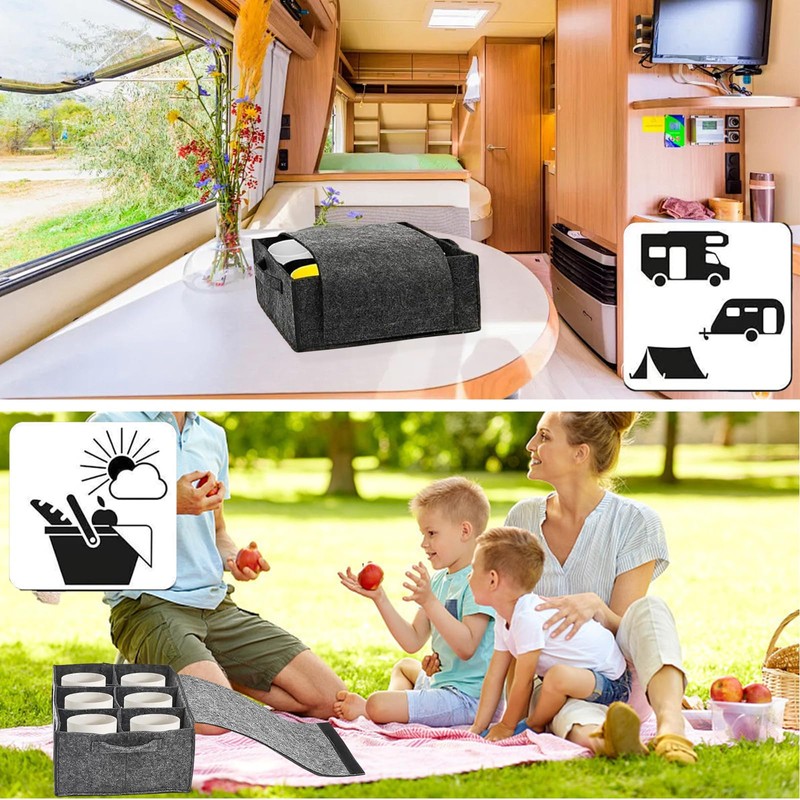 TenaLucy Plate Holder Motorhome, Felt Cup Holder Camping Felt Dish