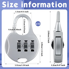 Moxweyeni 10 Pcs 3 Digit Combinations Padlock Safe Cipher Lock Mini Combination Lock Resettable Number Lock for Lockers Suitcases Luggage Briefcases Computer Bags(Cute Style,White)
