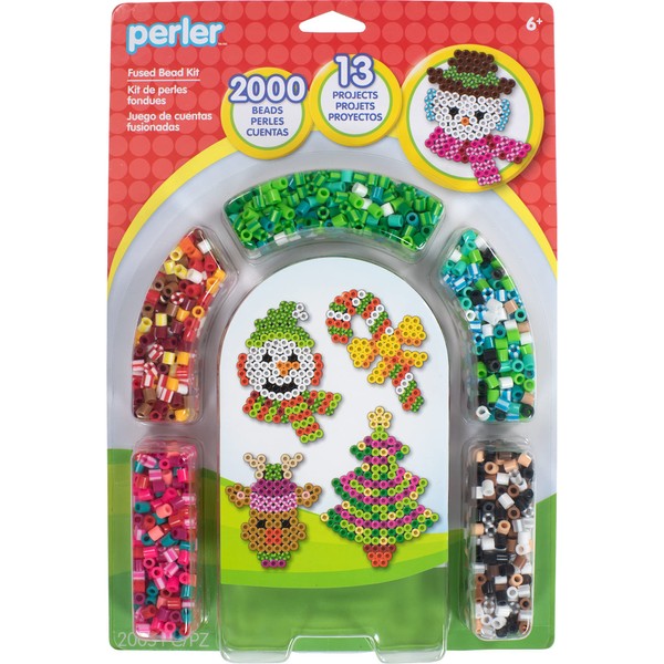 Perler Christmas Fuse Bead Craft Kit with 13 Patterns, Multicolor, Small, 2005 Piece