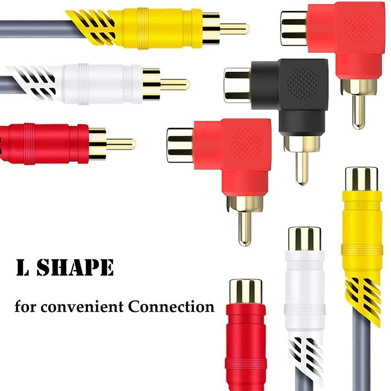 Greluma 8pcs Gold Plated RCA Male to RCA Female 90