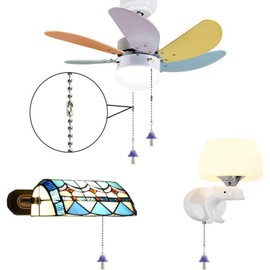 Hyamass Ceiling Fan Pull Chain Extender - 12" Mushroom Pull Chain with Ball Connector, Decorative Fan Chain Pulls for Ceiling Fan Lights (Purple & White)