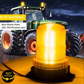 Beacon Light Amber 12V, 24V Amber Strobe Rotating Lights Safety Warning Flashing Lights for 9-80V Truck Tractor Golf Carts UTV Cars Bus (2Pcs)