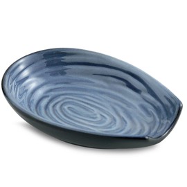 Hasense Spoon Rest for Stove Top and Kitchen Countertop, Large Heat-resistant Spoon Holder for Spatula Ladles Tongs, Farmhouse Cooking Spoon Holder for Home Kitchen Decor, Grey and Blue, 1 PC