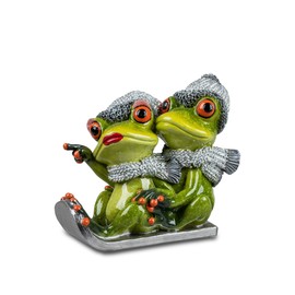 formano 1 x Beautiful Pair of Frogs on Sledges, Winter Sports, Frog House Hand-Painted