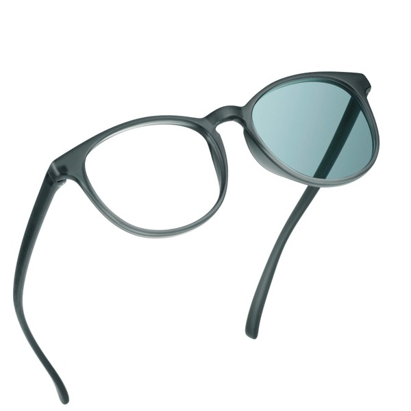 YEIN Blue Light Blocking Glasses, Spring Hinge Photochromic Gray Sunglasses,
