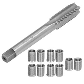 Spark Plug Thread Repair Kit, 10 M10 x 1.0 Thread Inserts and 1 M12 x 1.0 Tap, Spark Plug Tap Tools for Spark Plug Repair