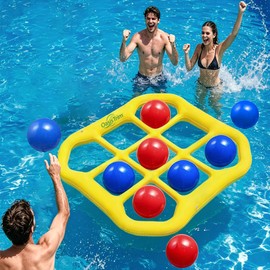 OasisTrim Tic-Tac-Toe Pool Games Set, Inflatable Pool Games Toys for All Adults Teens with 10 Balls, Ideal for 2-10 Players, Great for Outdoor Swimming and Beach Parties