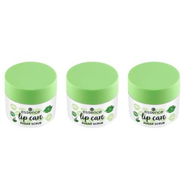 essence lip care SUGAR SCRUB, Lippenpeeling, Nr. 02, Grün, feuchtigkeitsspendend, regenerierend, pflegend, vegan, ohne Konservierungsstoffe, ohne Parabene, ohne Mikroplastikpartikel, 3er Pack (3x9g)