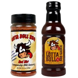 Lotta Bull 2 Pack Red Dirt Championship BBQ Rub 12 Oz & Original BBQ Sauce 18 Oz