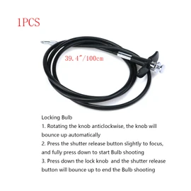 Pastlla 39.4"(100cm) Threaded Release Cable Vibration-Free Black Shutter Release Cable Shutter Release Cable with Bulb-Lock Mechanical Shutter Release Cable