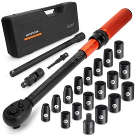 1/2-Inch Drive Torque Wrench Set 22PCS, 10-180FT.LB/13.6-244.1Nm, Click Torque Wrench Socket Set, 72-Tooth Dual-direction, ±3% Precision Adjustable Torque Wrench for Lug Nut, Bicycle, Moto, Car