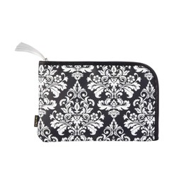 Ecriture Maternal and Child Notebook Case, L-Shaped, Zipper, Service for 2, For 2 People, Black Damask