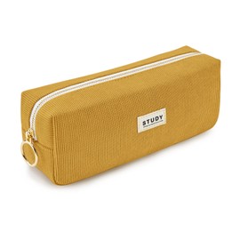 KALIDI Pencil Case Girls Teenager Pencil Case Corduroy Fabric Pencil Case School Pencil Case, Yellow, pencil case