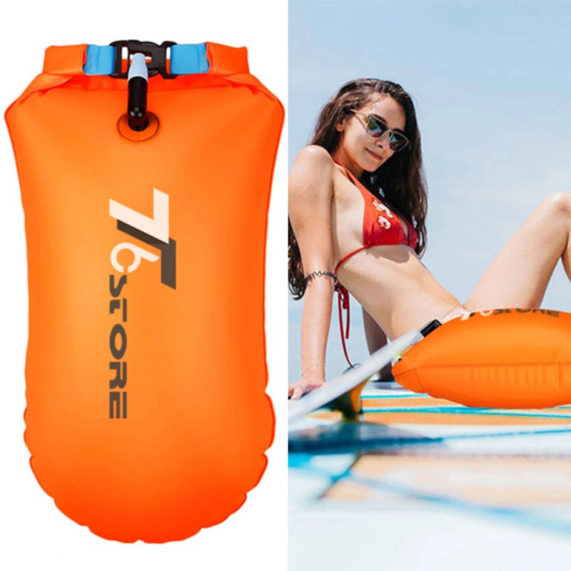 T6 2PCS Orange Swim Buoy Dry Bag Open Water Safety
