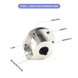 Stainless Steel Coupling, 14 mm, Easy to Install Stainless Steel Key Hub, Unique Design Mounting Function, Stainless Steel Shaft Coupling with Chain Slot for Maintenance