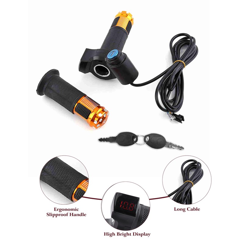 E Throttle 22mm Twist Throttle Accelerator with Switch LED Voltage
