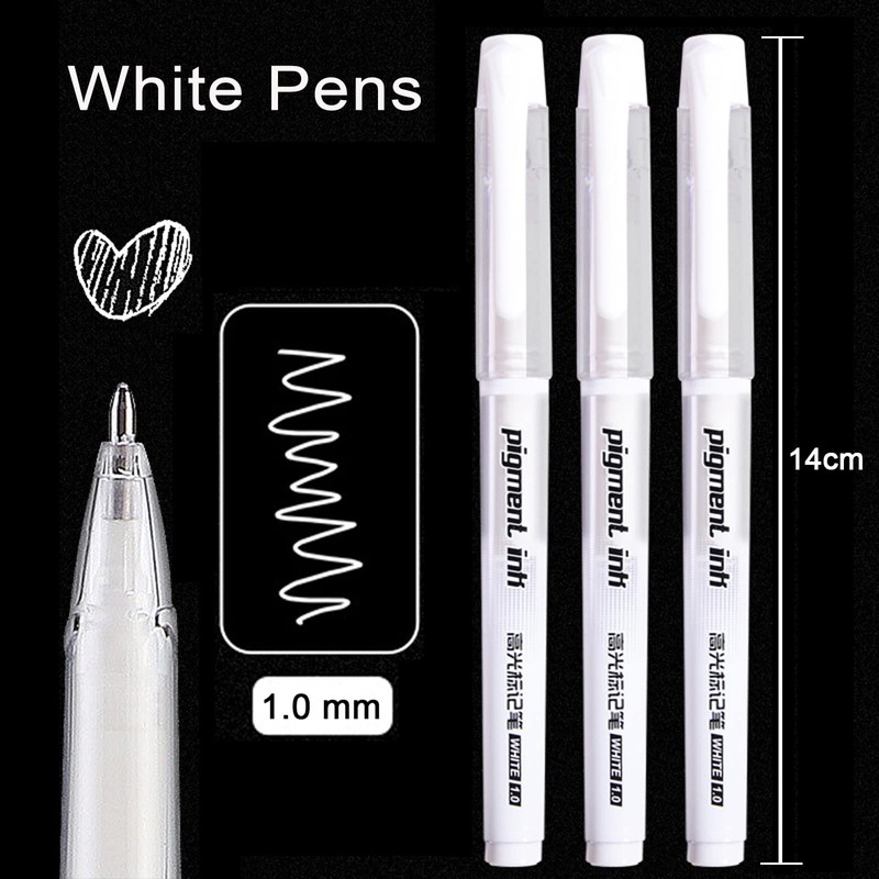White Gel Pens for Art Drawing Sketching Writing 1.0mm White