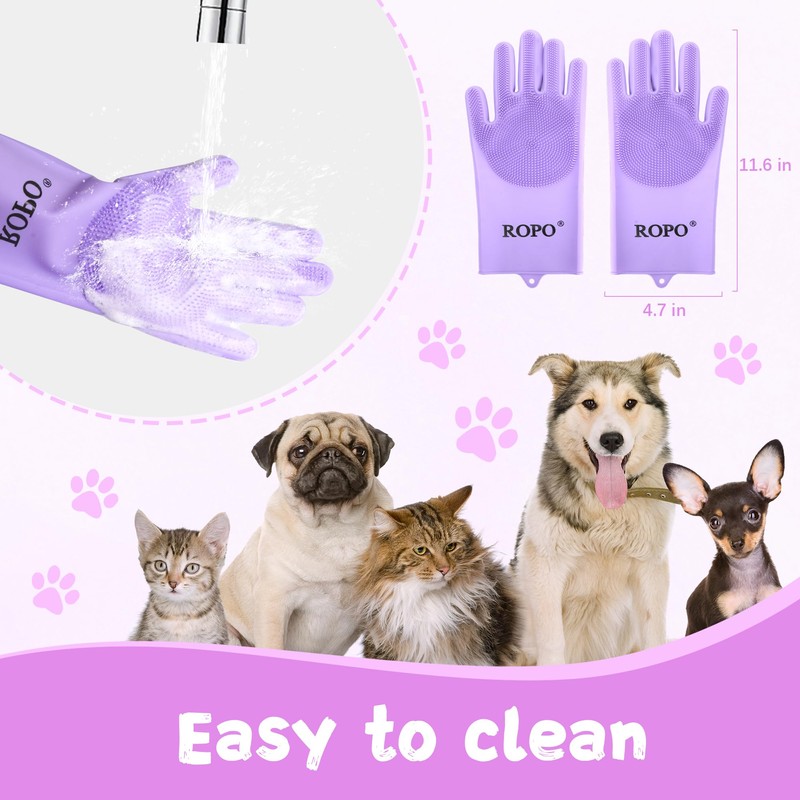 ROPO silicone gloves for pet grooming, multi-functional gloves for pet