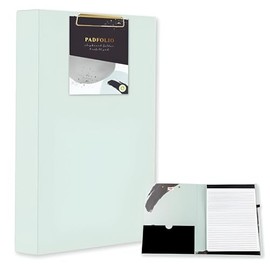 Mint Green A4 Padfolio Clipboard Folder with Notepad Pen Loop & Interior Pocket