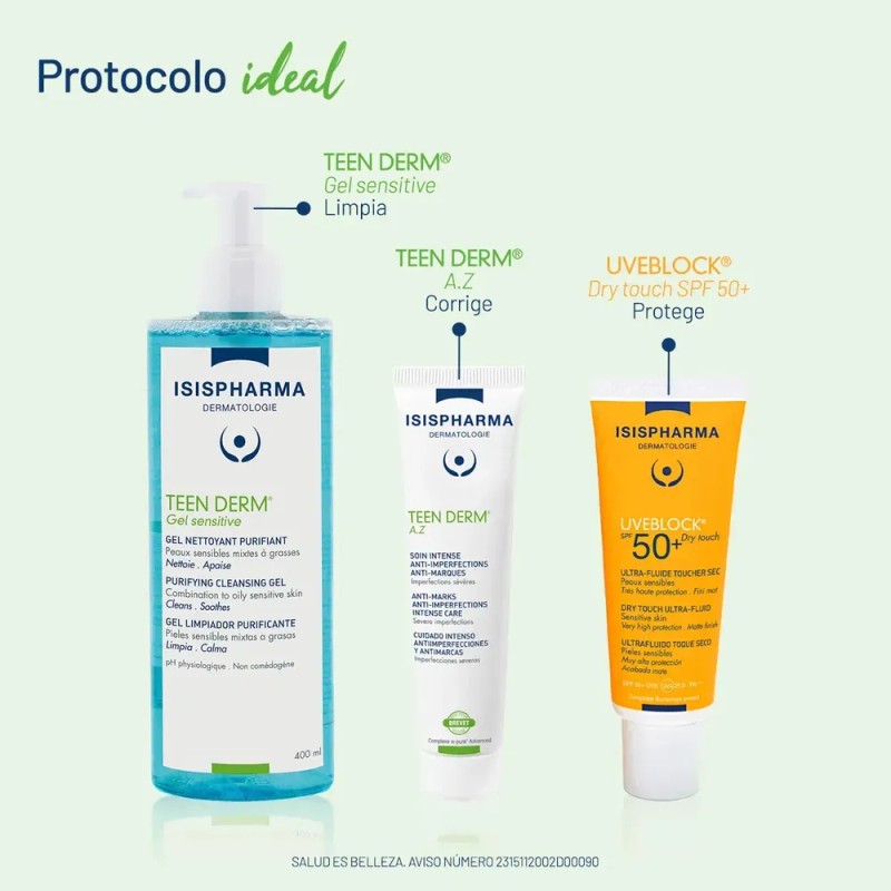 Isispharma Teen Derm Sensitive Gel Limpiador 400ml Piel Sensible