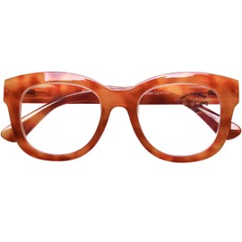DOOViC Blue Light Glasses Womens Oversized Round Orange Frame Computer Glasses No Magnification 0.0