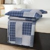 Green Essen Plaid Quilt Twin Size Blue White Lightweight Patchwork