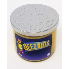 Deez Nuts Candle ~ Scented Soy Wax 14.5oz 3 Wick Candle ~ 75 Plus Hour Burn Time ~ Aromatherapy Soy Candles ~ Made in USA (14.5 oz, Yellow)