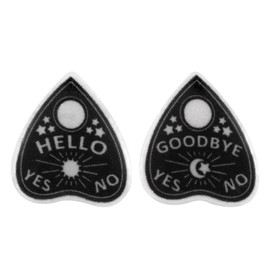 Witch Ghost Ouija Board Earrings, Creative Hello Goodbye Witchy Planchette Anatomical Heart Gothic Earrings Stylish Goth Punk Witchy Jewelry for Women (Black)