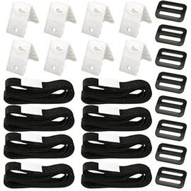 24 Pcs Pool Solar Cover Reel Attachment Straps Kit Blanket for Inground Swimming Including 8 with Tabs, 8 Cord Plates, 8 Buckles Kit, In-Ground Pool, Easy Installation