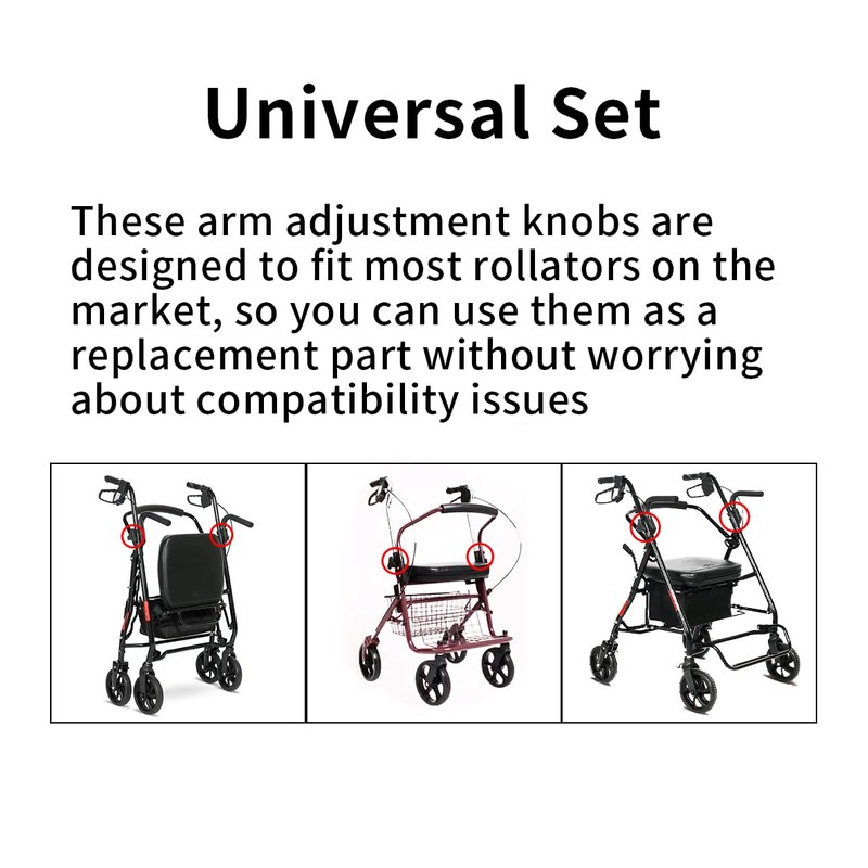 4pcs Knob Replacement Part Universal for Rolling Walker Rollator, Foldable