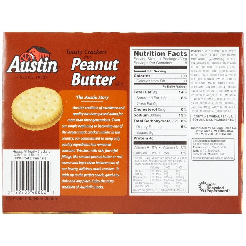 Austin Cracker Sandwiches To Go - Toasty Crackers w/ Peanut