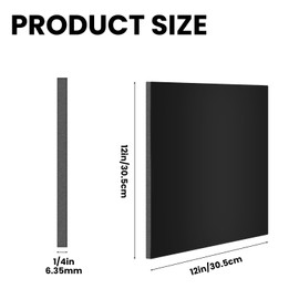 Tacsal Black HDPE Sheets 12 x 12, HDPE Board 1/4 Inch Thick High Density Polyethylene Sheet for Marine, Cutting Boards, 12 x 12 inch HDPE Sheet for DIY Projects, Marine Board and Home Decoration