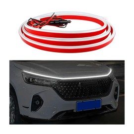 ZNDAW 71" Car Hood Light Strip, Flexible Daytime Running Light Dynamic Scan Start Up Hoodbeam Kit, Waterproof Exterior LED Strip Universal Engine Hood Decor for Cars SUVs Trucks (White)