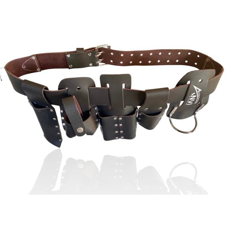 ANVI GLOBAL Scaffolding Belt | 6-Piece Tanned Split Leather Scaffold