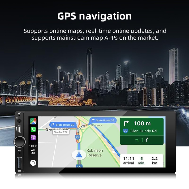 LEXXSON Single Din Car Stereo with Apple Carplay Android Auto,