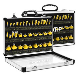 Ozmatip Router Bit Set ,Tungsten Carbide Router Bits Set 1/4 Shank,35 Piece Router Bit Kit for DIY, Woodworking Project,American Router Bit Set with Premium Aluminum Carry Storage Case
