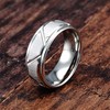 100S JEWELRY White Gold Tungsten Rings Angled Groove Lines Men