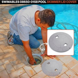 Swimables 08650-0058C Pool Skimmer Lid Cover - Compatible with Pentair Sta-Rite U-3 inground Pool Skimmer lid – Durable 9-8/4" Exact Fit Deck Lid & Weatherproof Pool Skimmer Lid Replacement - Gray