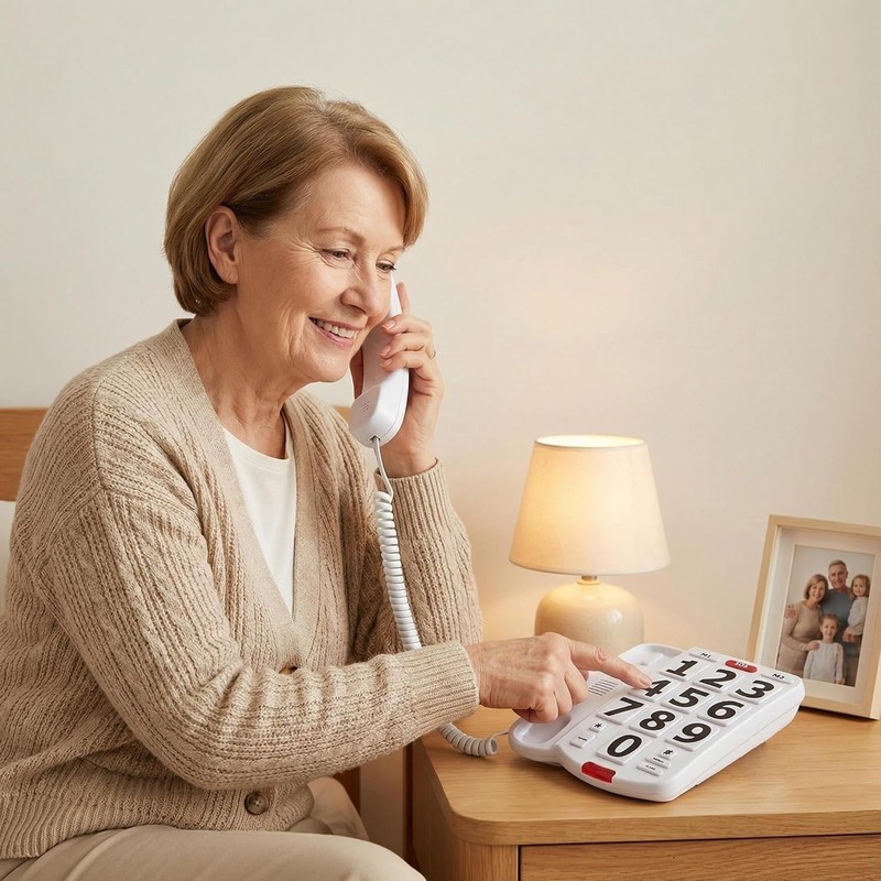 Corded Big Button Phone for Seniors Home, Wired Large Number
