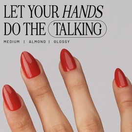 Lilac St - Press on Nails, Slow Burn (30 Nails, 15 Sizes) - Medium, Almond, Glossy, Opaque - Brush-On Nail Glue, Nail File, Cuticle Stick, Prep Pad - Cruelty Free, Vegan, Women Founded