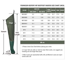 FISHINGSIR Hip Waders Waterproof Hip Boots Cleated 2-Ply Nylon/PVC Fishing Hip Wader