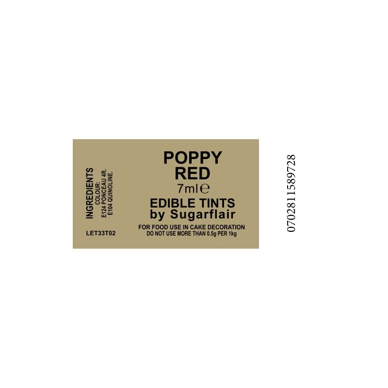 Sugarcraft Sugarflair Colour Blossom Tint Powder Dust Poppy Red 7ml