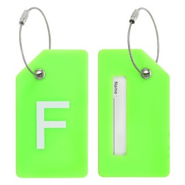 PATIKIL Initial Luggage Tags, 2 Pcs Silicone Suitcase Tag Identifier ID Card Holder Unique Luggage Name Tags with Stainless Steel Loop, Letter F, Green