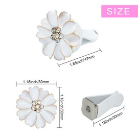 Daisy Air Vent Clips - 6 Pcs Cute Flower Car Air Fresheners Vents Clips Glam Car Interior Decor Charm Accessories for Women (White)+ Mask Hook