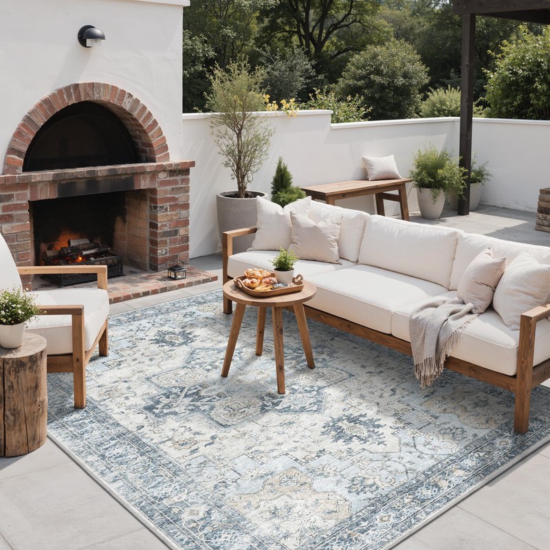 GENIMO Outdoor & Indoor Area Rug 5'x8', Waterproof, Non-Shedding, Easy