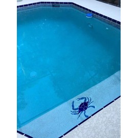 Artistry in Mosaics Crab Ceramic Swimming Pool Mosaic (12" x 16", Blue)