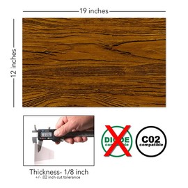 Red Elm Wood Grain | 1 Sheet of 3mm (1/8th Inch), 12x19 inch, Glowforge Performance Series CO2 Laser Ready, Special Pattern cast Acrylic, Craft Closet Brand