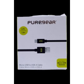 PureGear Micro-USB to USB-A 6 feet Cable - Black